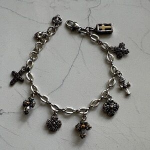 Brighton Brand Silver Charm Bracelet with Cross Pendants